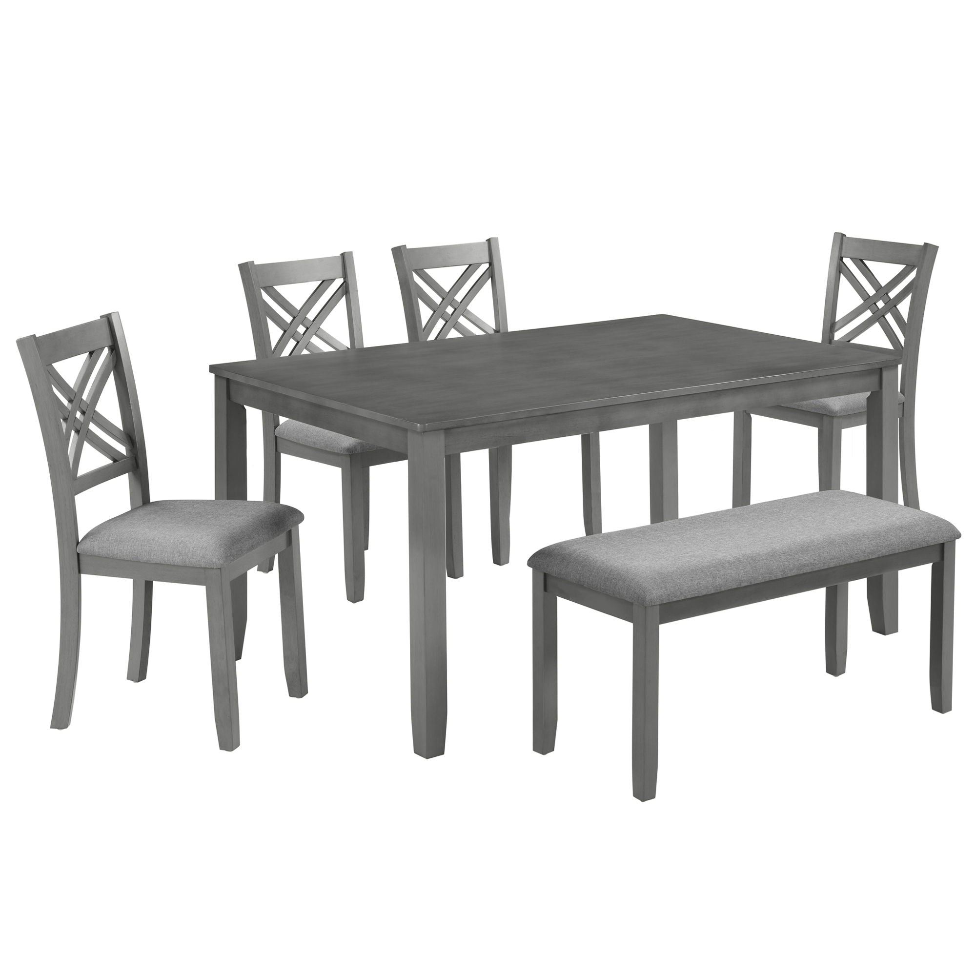 Kitchen Dining Set, Rectangular Dining Table &amp; Upholstered Chairs