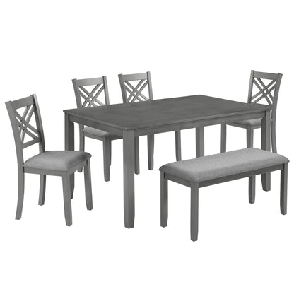 Kitchen Dining Set, Rectangular Dining Table &amp; Upholstered Chairs