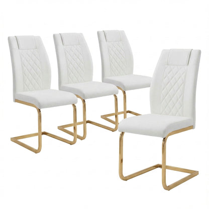 High Back Dining Chairs For Dining &amp; Kitchen Room (Set of 4) - Golden / White