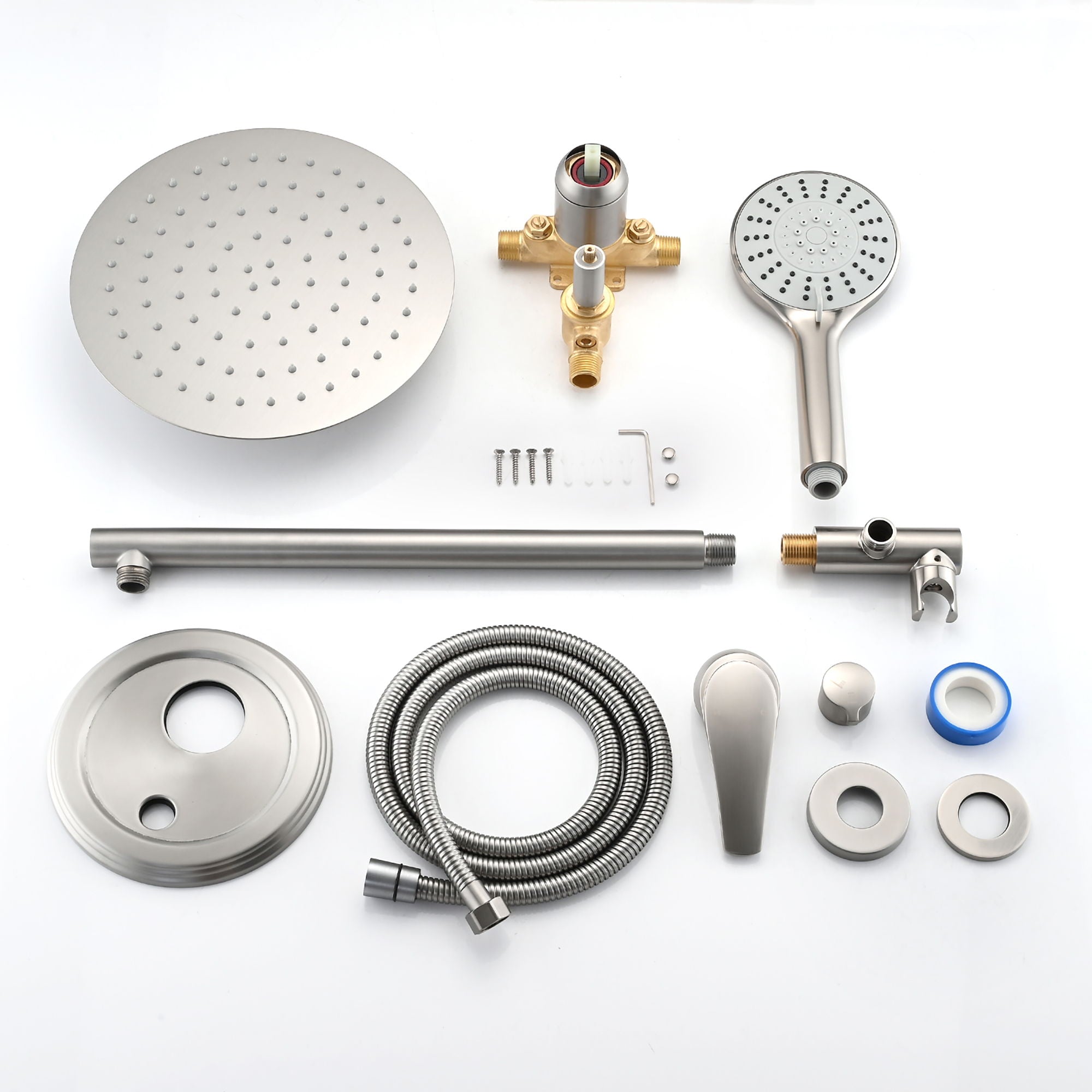 Wall Mounted Shower Set With High Pressure 10&quot; Rain Shower Head And 5 Function Handheld Shower Head