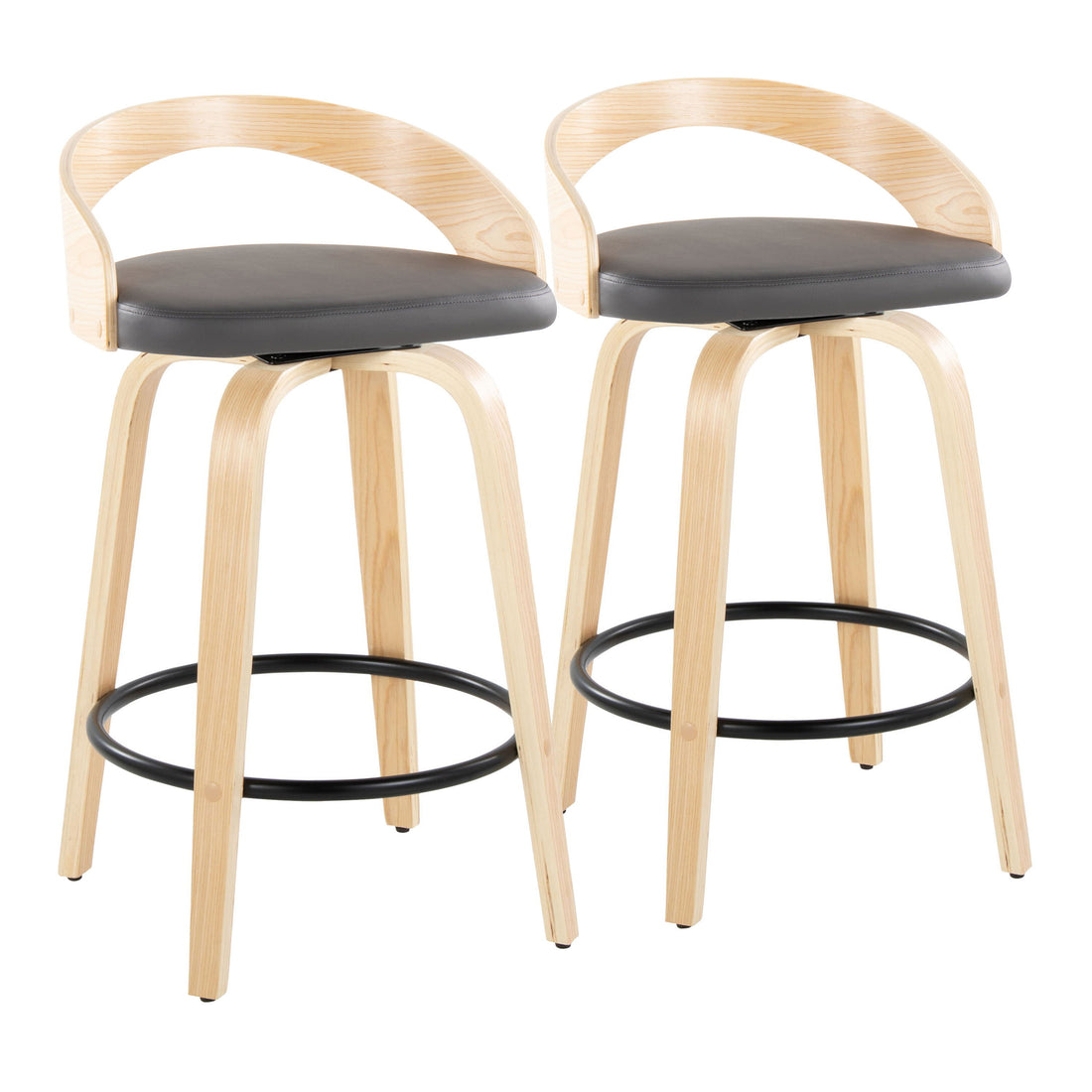 Grotto - Mid-Century Modern Fixed Height Counter Stool Swivel &amp;h Round Footrest