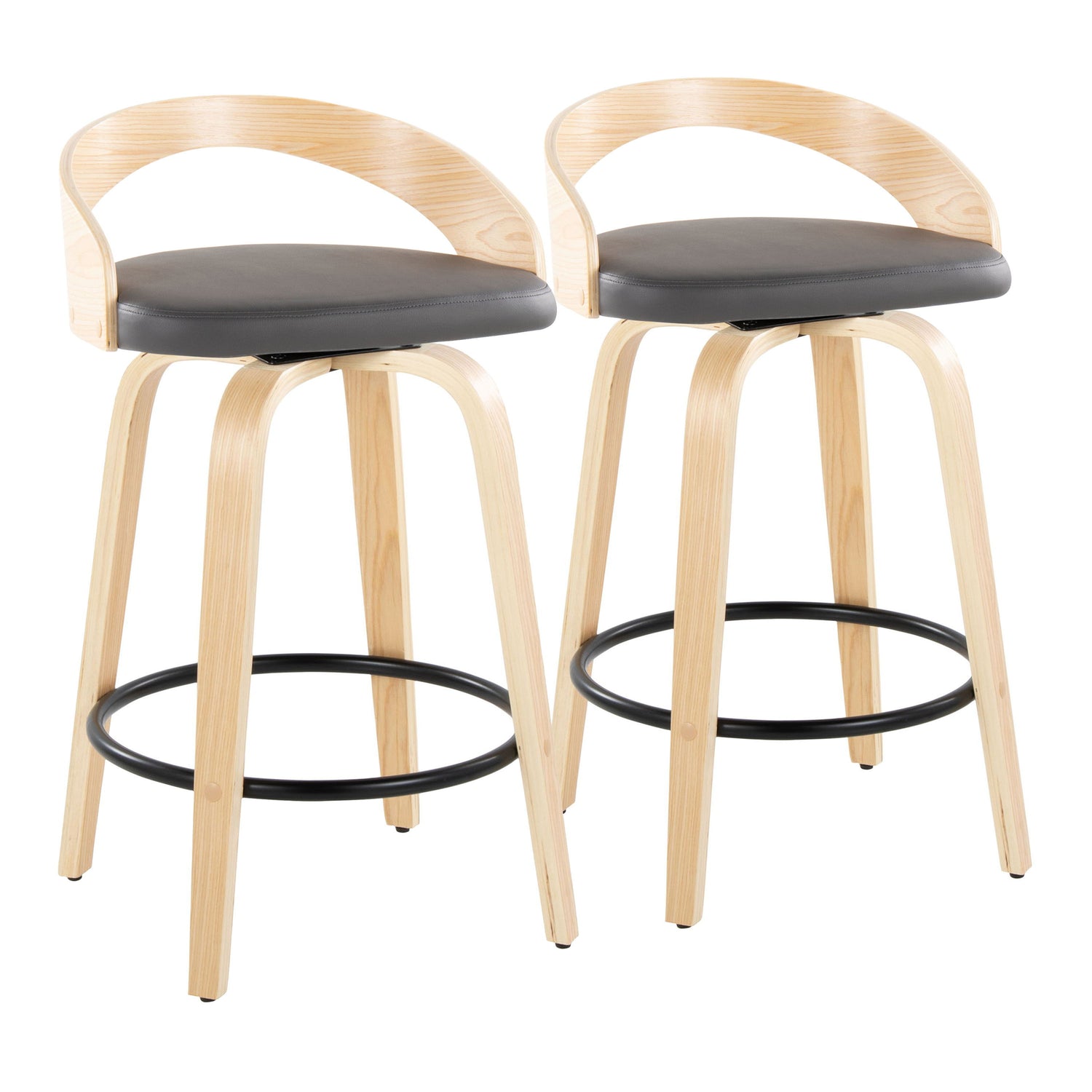 Grotto - Mid-Century Modern Fixed Height Counter Stool Swivel &amp;h Round Footrest