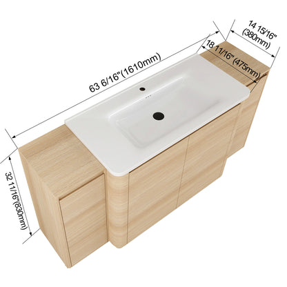 Freestanding Bathroom Vanity With Sink, 2 Small Storage Cabinets, Soft Close Doors