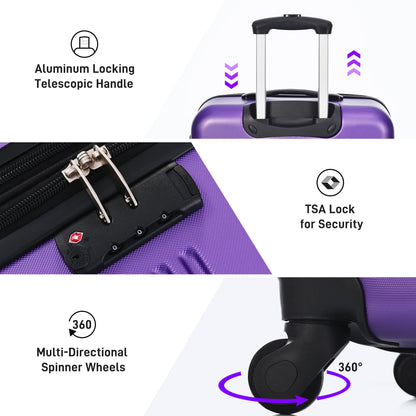 Hardshell Luggage Sets 24&quot; Bag Spinner Suitcase With Tsa Lock Lightweight