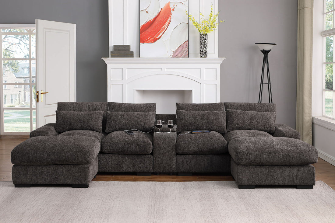 Nyeisha - Piece Upholstered Sofa &amp; Chaise - Coffee