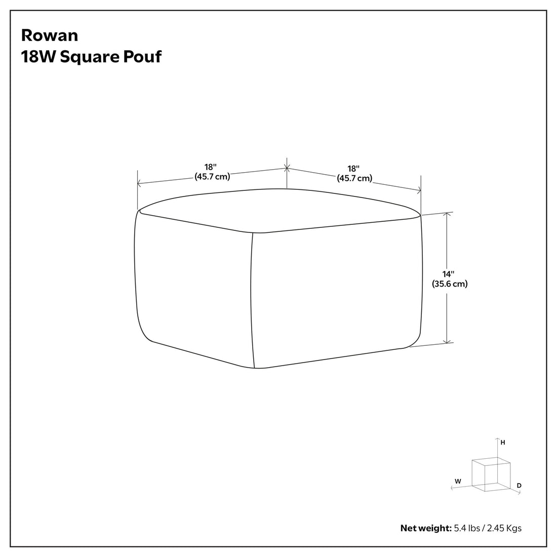 Rowan - Square Pouf Ottoman - Natural