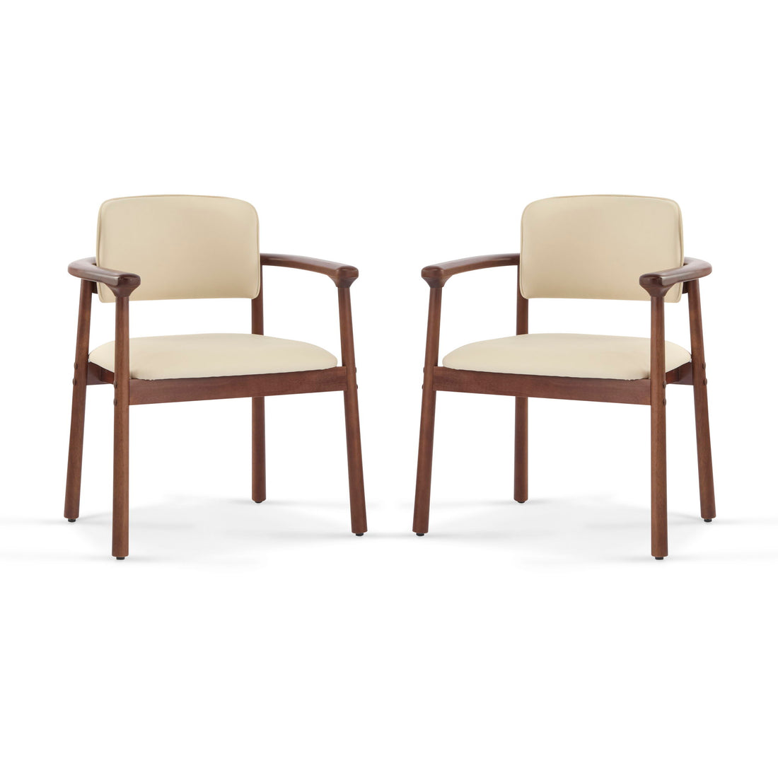 Dining Room Chairs, Ideal For Home &amp; Kitchen (Set of 2) - Beige / Dark Walnut