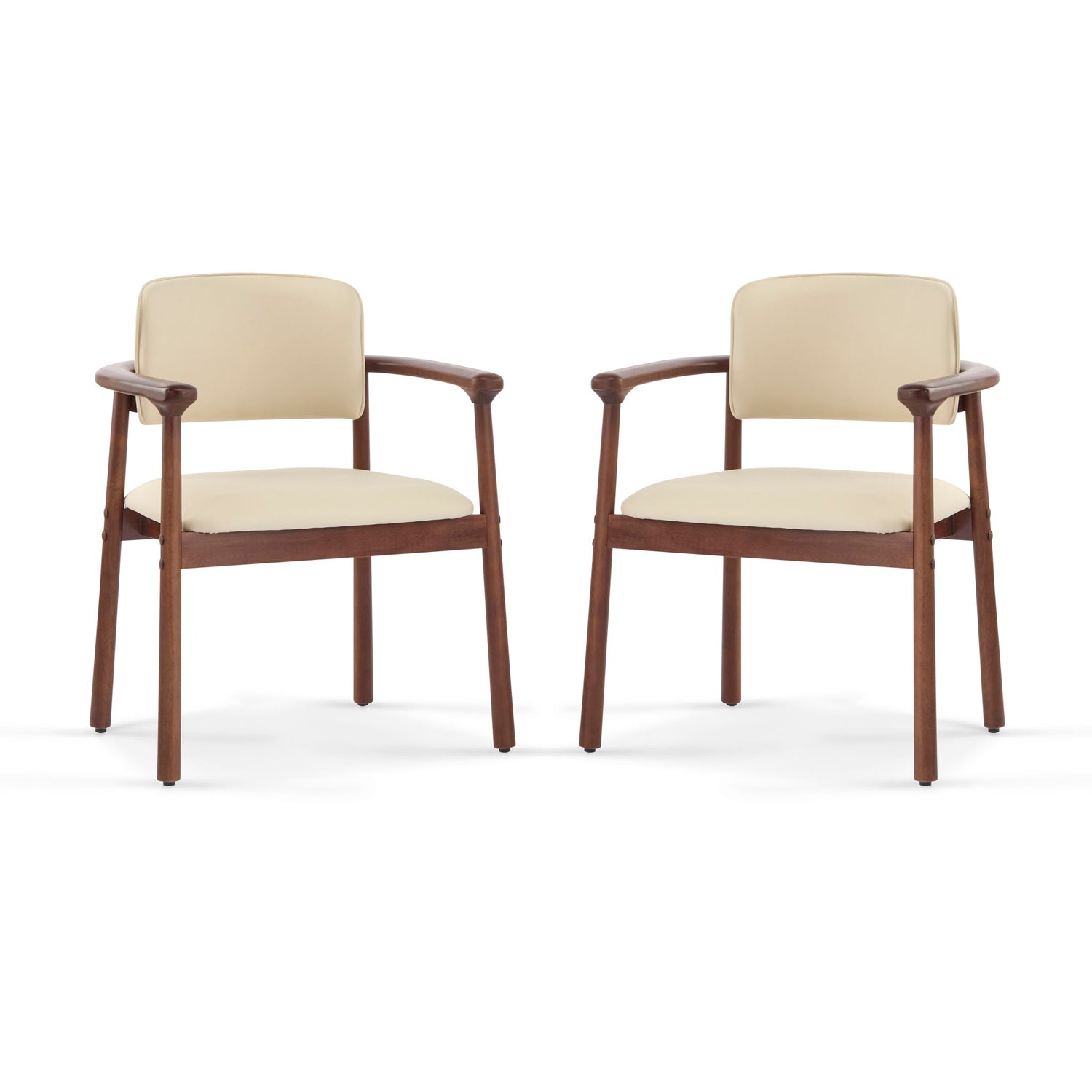 Dining Room Chairs, Ideal For Home &amp; Kitchen (Set of 2) - Beige / Dark Walnut
