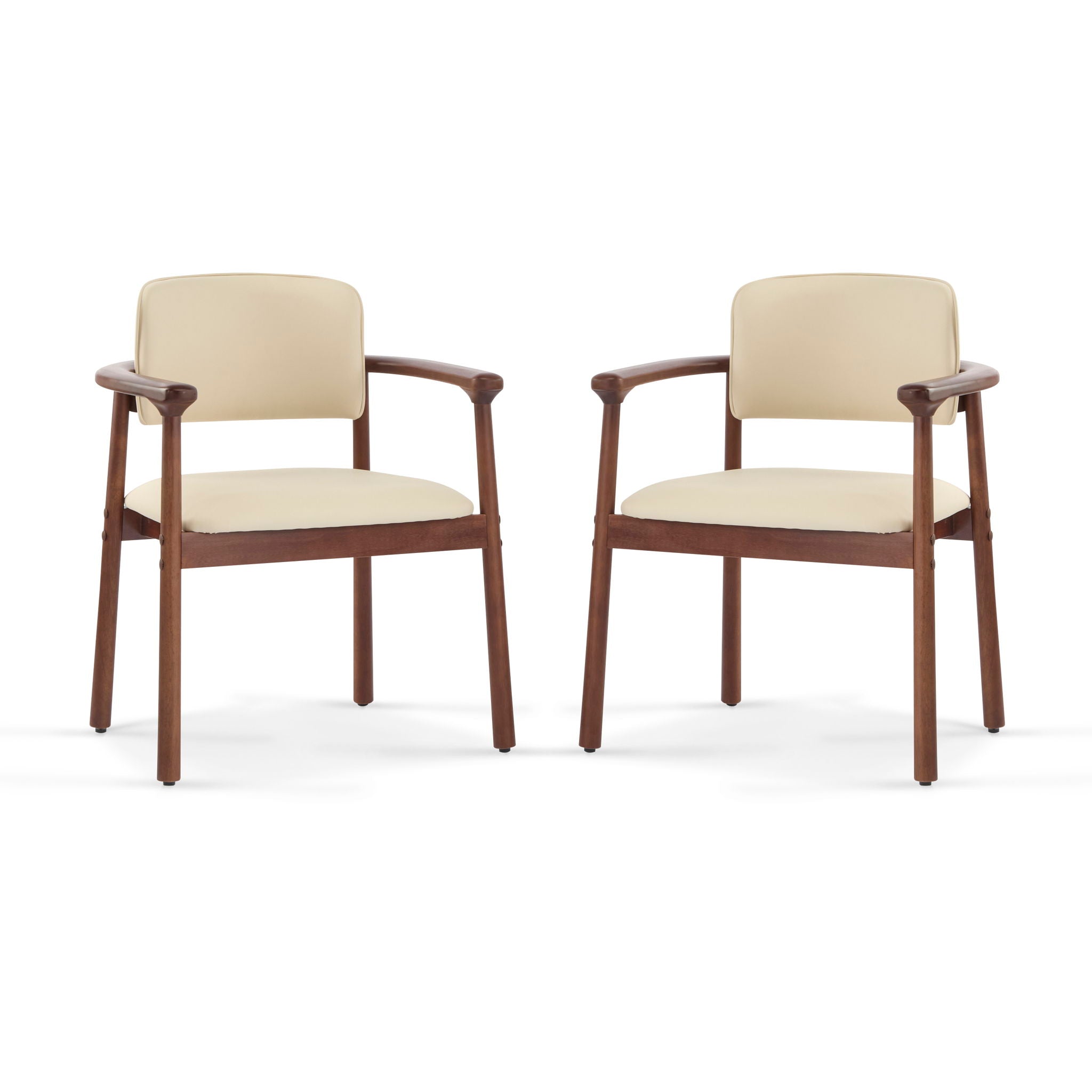 Dining Room Chairs, Ideal For Home &amp; Kitchen (Set of 2) - Beige / Dark Walnut