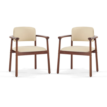 Dining Room Chairs, Ideal For Home &amp; Kitchen (Set of 2) - Beige / Dark Walnut