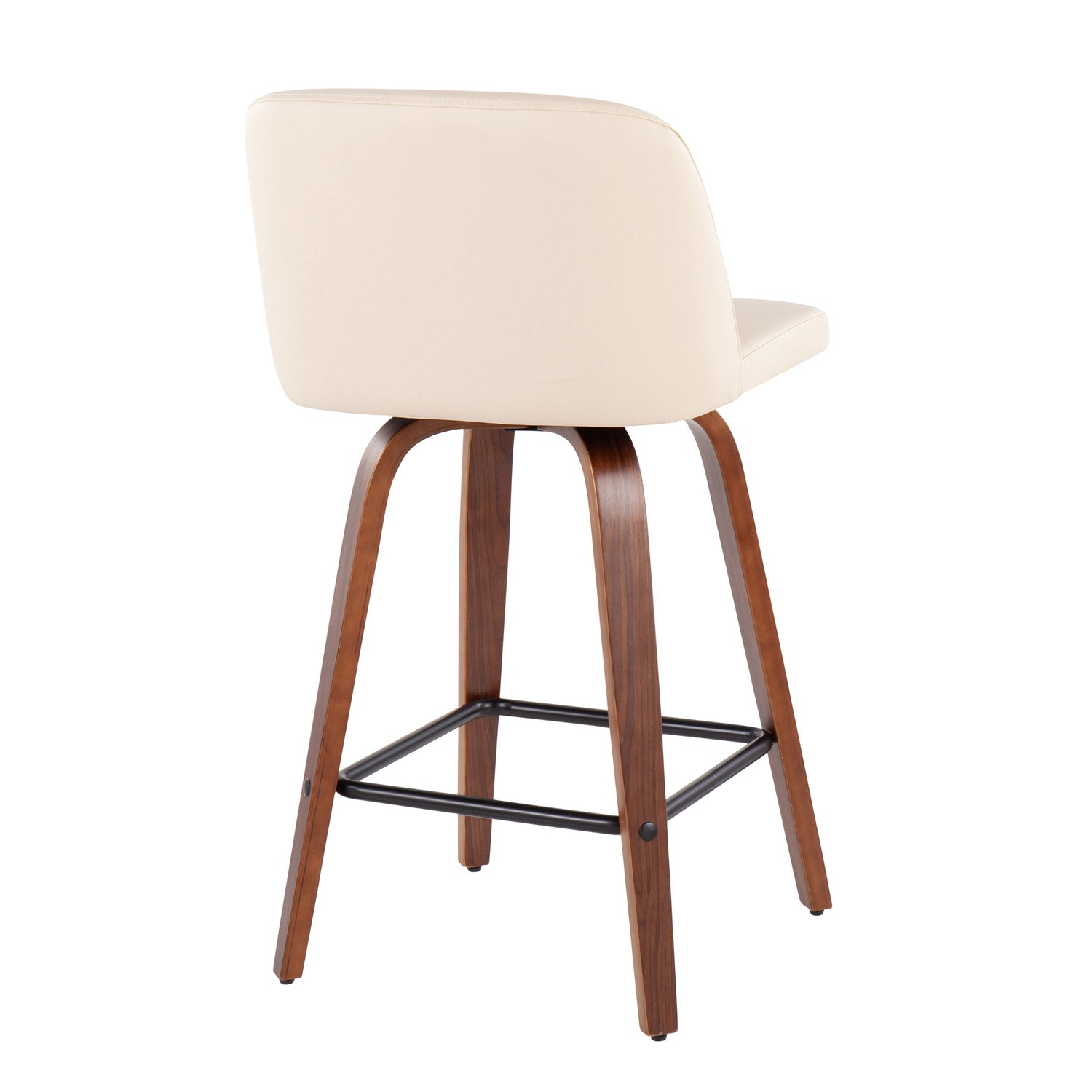 Toriano - Mid Century Modern Fixed Height Counter Stool &amp; Square Footrest (Set of 2)