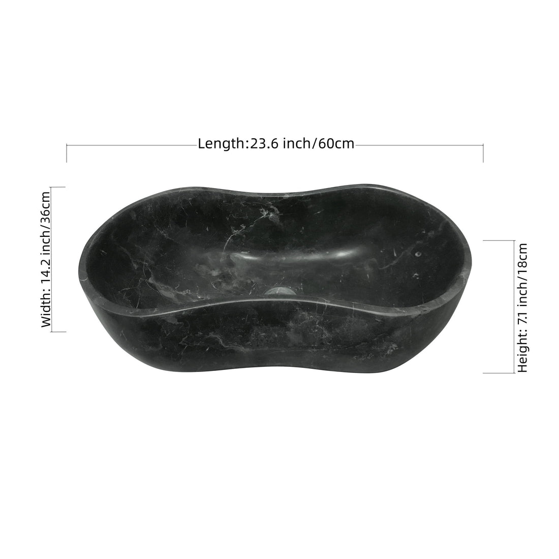Vessel Sink, Wavy Shape Basin, Vanity Bowl - Dark Gray