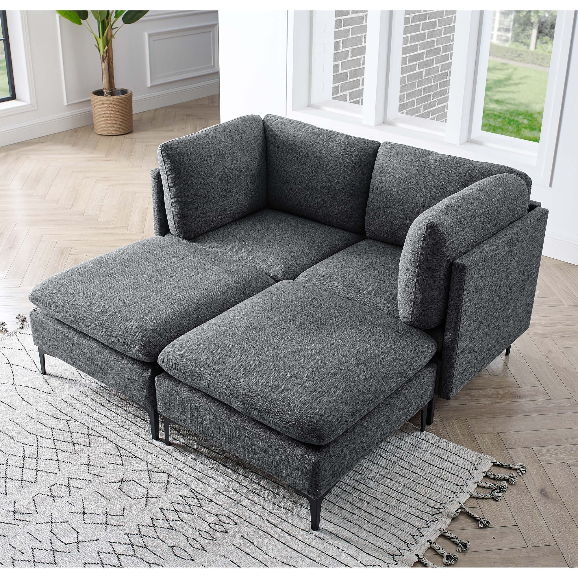 Upholstered Modular Sectional &amp; Tall Legs