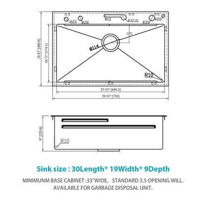 Kitchen Waterfall Sink Single Bowl With LED Faucet, Ledge Workstation, And Multi Function Pull Out Spray - Brushed Nickel