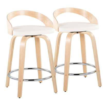 Grotto - Contemporary Fixed Height Counter Stool &amp; Swivel, Round Footrest (Set of 2)