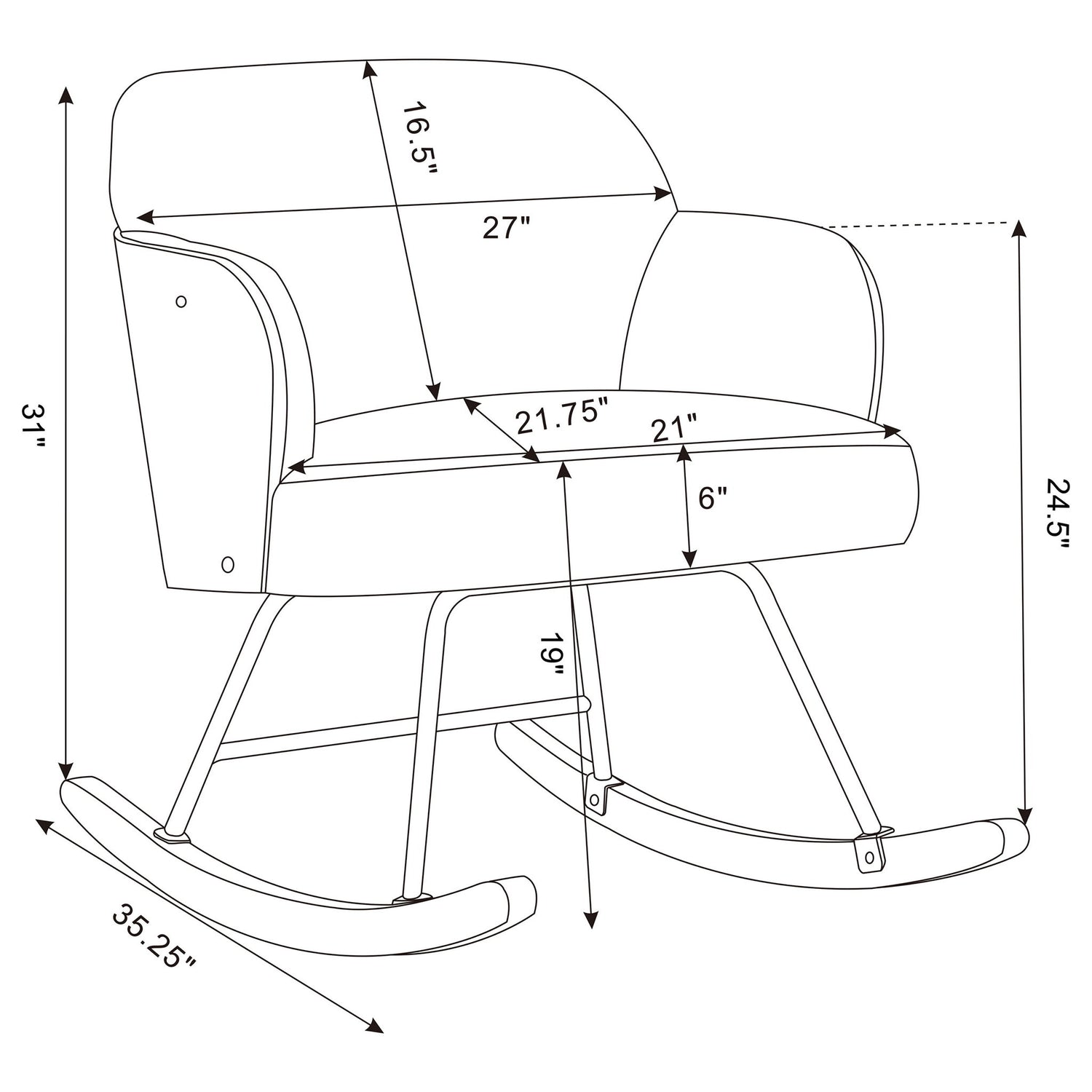 Valera - Upholstered Mid Back Rocking Chair