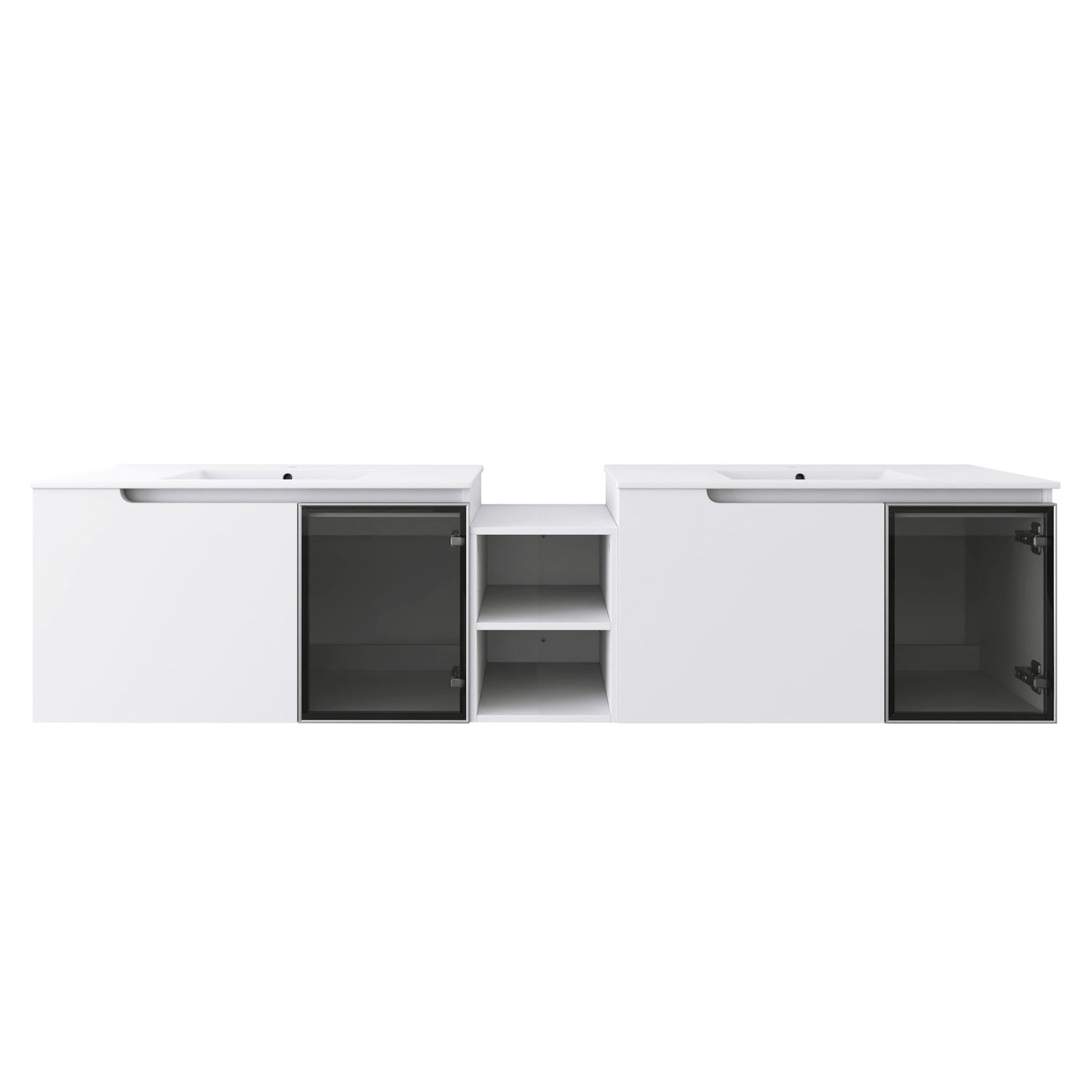Wall Mounted Bathroom Vanity With Sink, Soft Close Doors, Cabinet &amp; Half Door