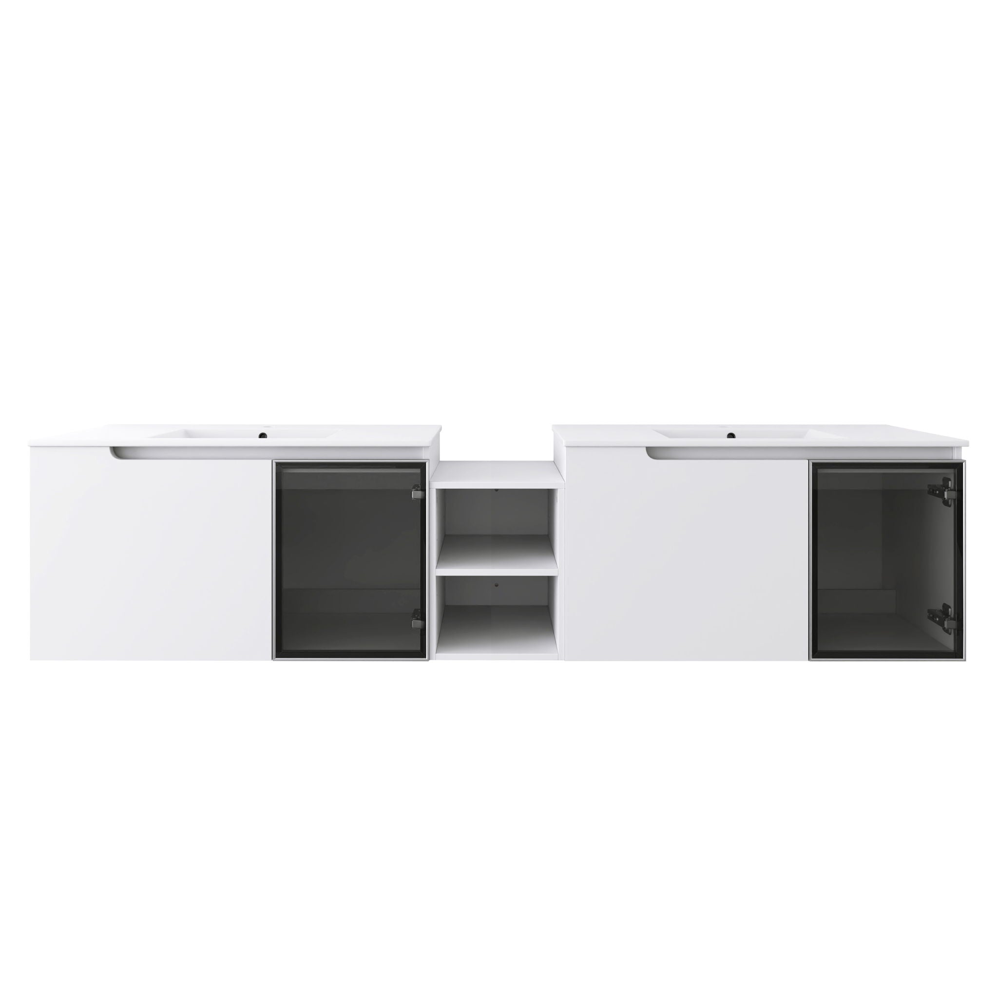Wall Mounted Bathroom Vanity With Sink, Soft Close Doors, Cabinet &amp; Half Door