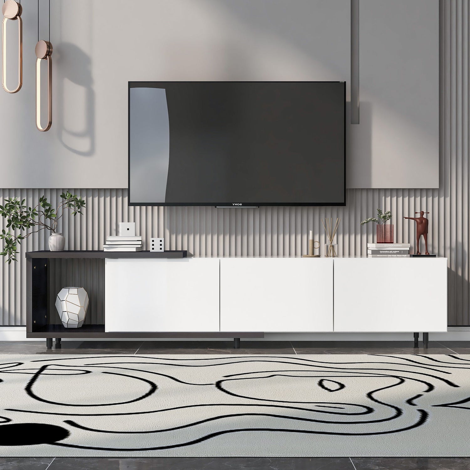 Modern Stylish Extendabletv Stand TV Cabinet For 80&quot; TV