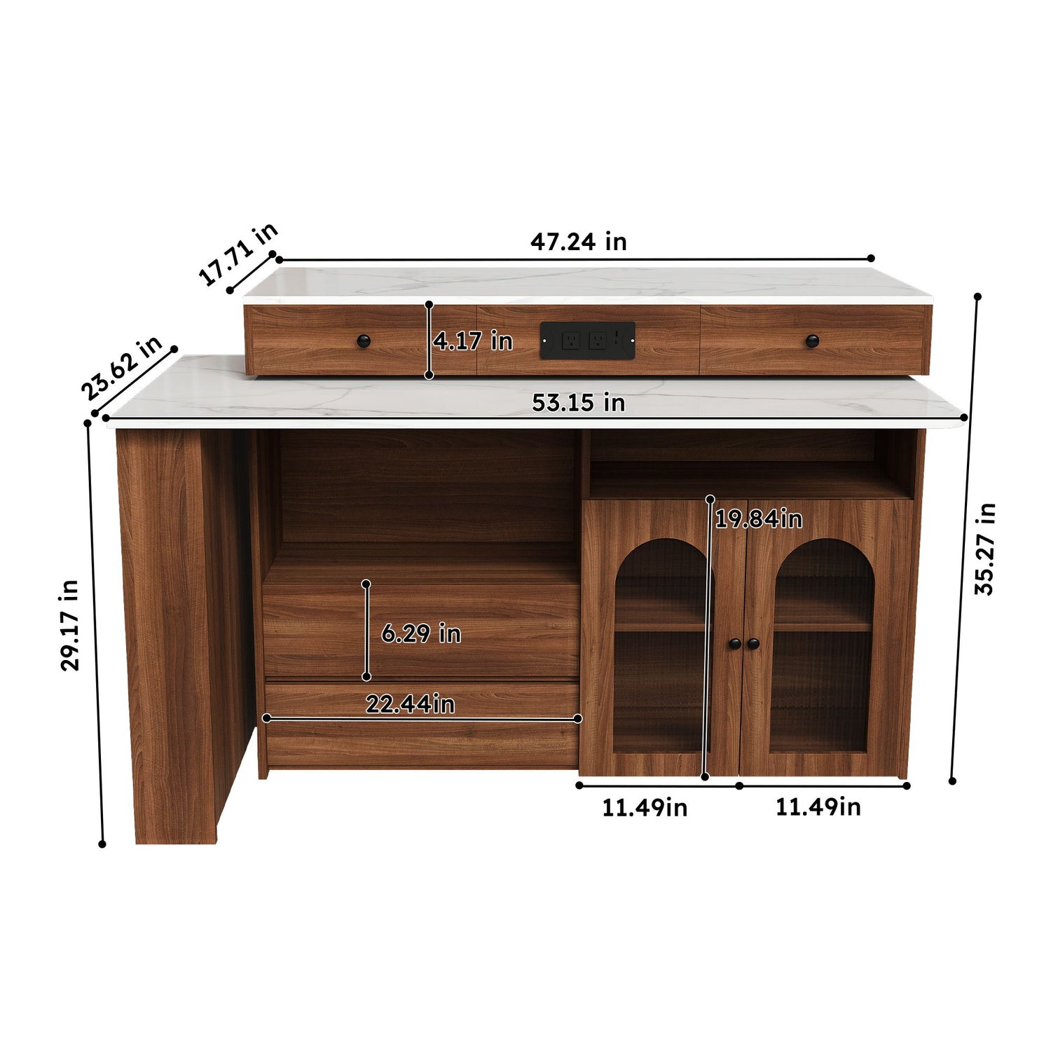 Kitchen Island With Extendable &amp; Rotating Table
