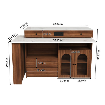 Kitchen Island With Extendable &amp; Rotating Table