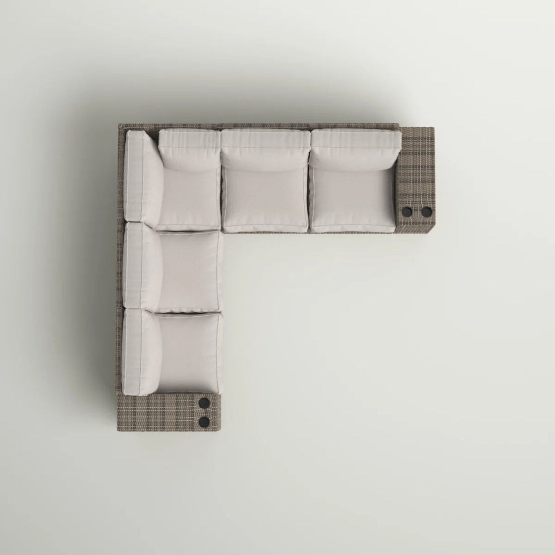 Wide Outdoor Wicker Patio Sectional With Cushions &amp; Reversible Design - Gray