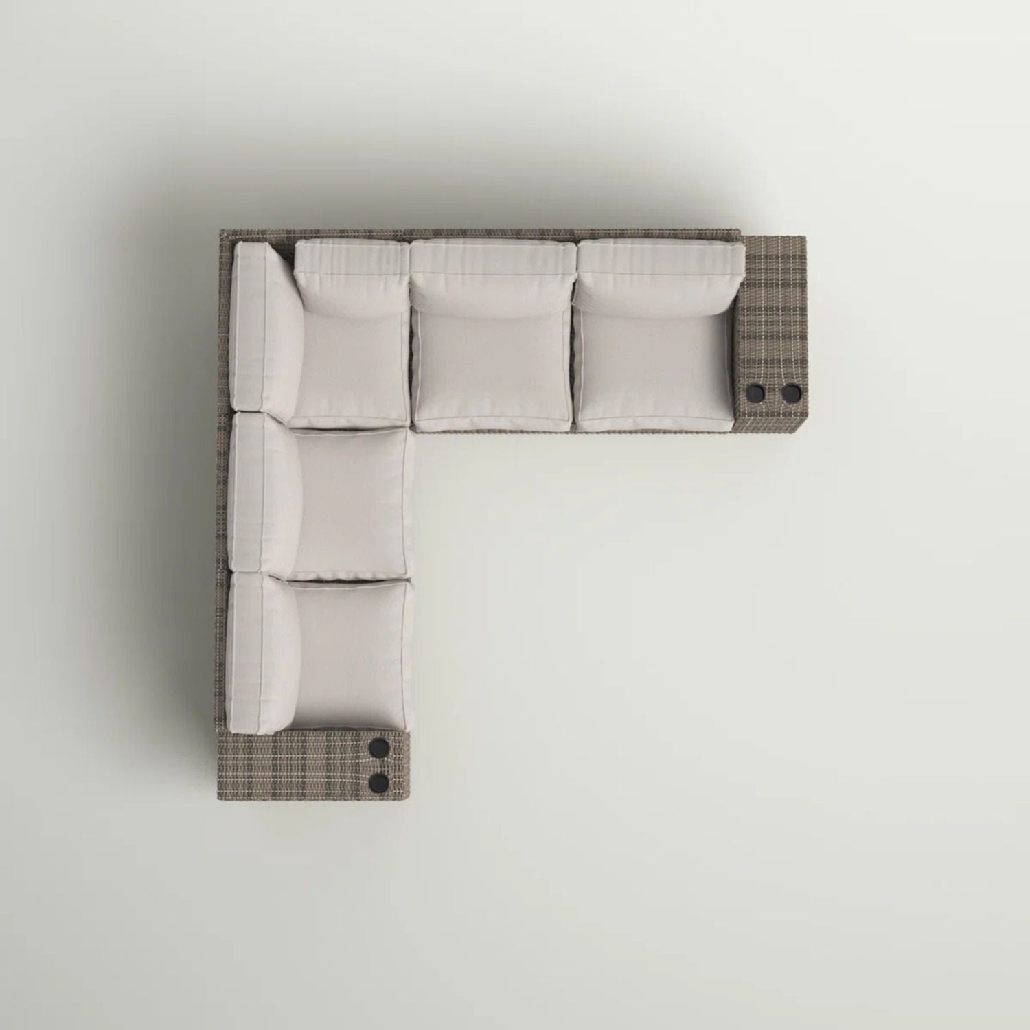 Wide Outdoor Wicker Patio Sectional With Cushions &amp; Reversible Design - Gray