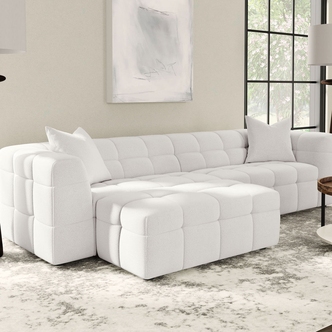 Sooke - Rectangular Ottoman - Off White
