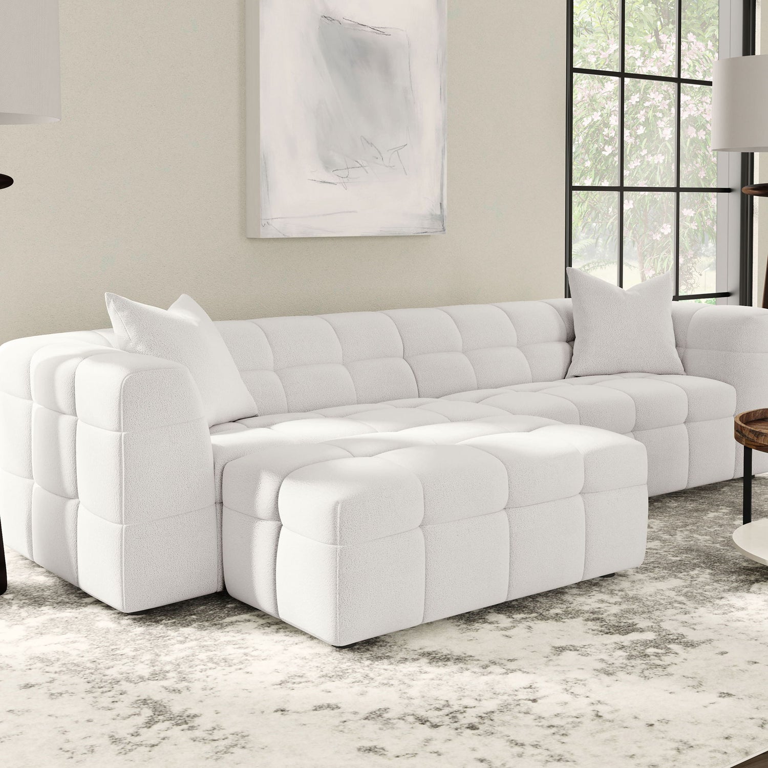 Sooke - Rectangular Ottoman - Off White