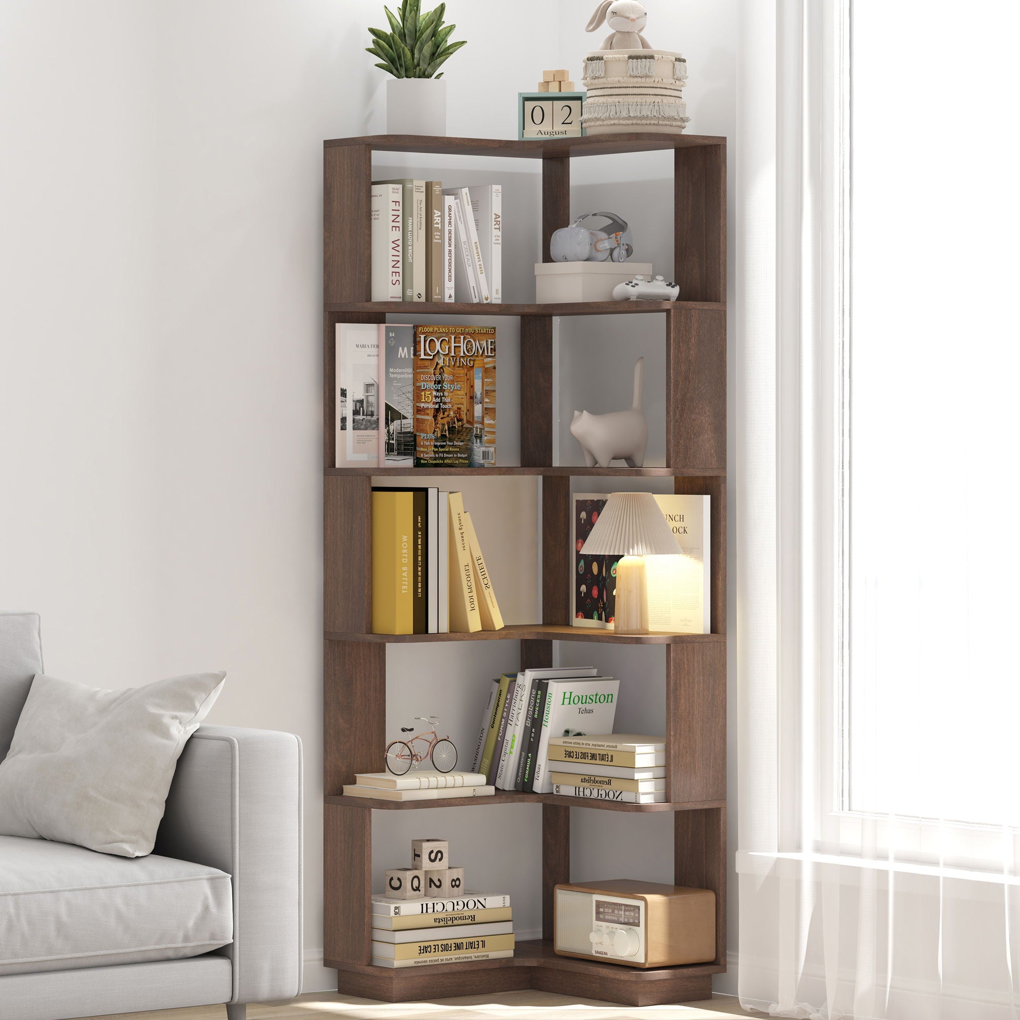 L-Shaped Design Corner Bookshelf