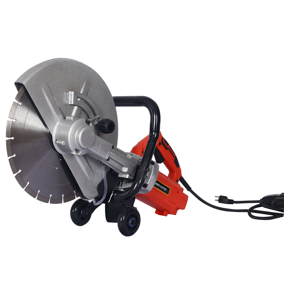 Electric 14&quot; Cut Off Saw Wet / Dry Concrete Saw Cutter With Guide Roller And Water Line Attachment, 3000W - Black / Silver
