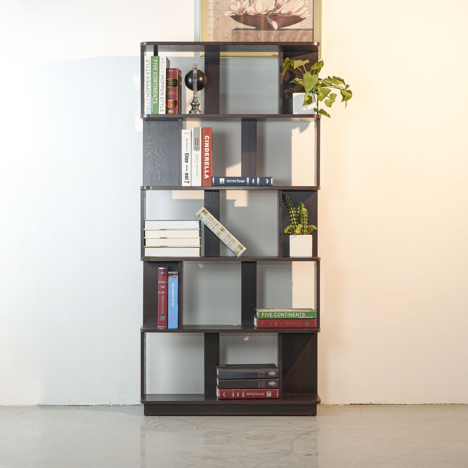 Modern 5 Tier Open Storage Bookcase