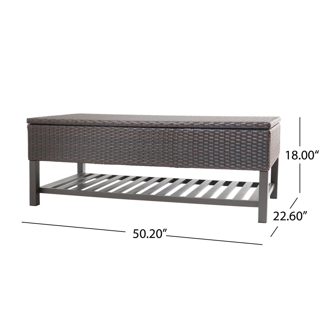 Regent - Storage Bench With Metal Rack - Brown Multi