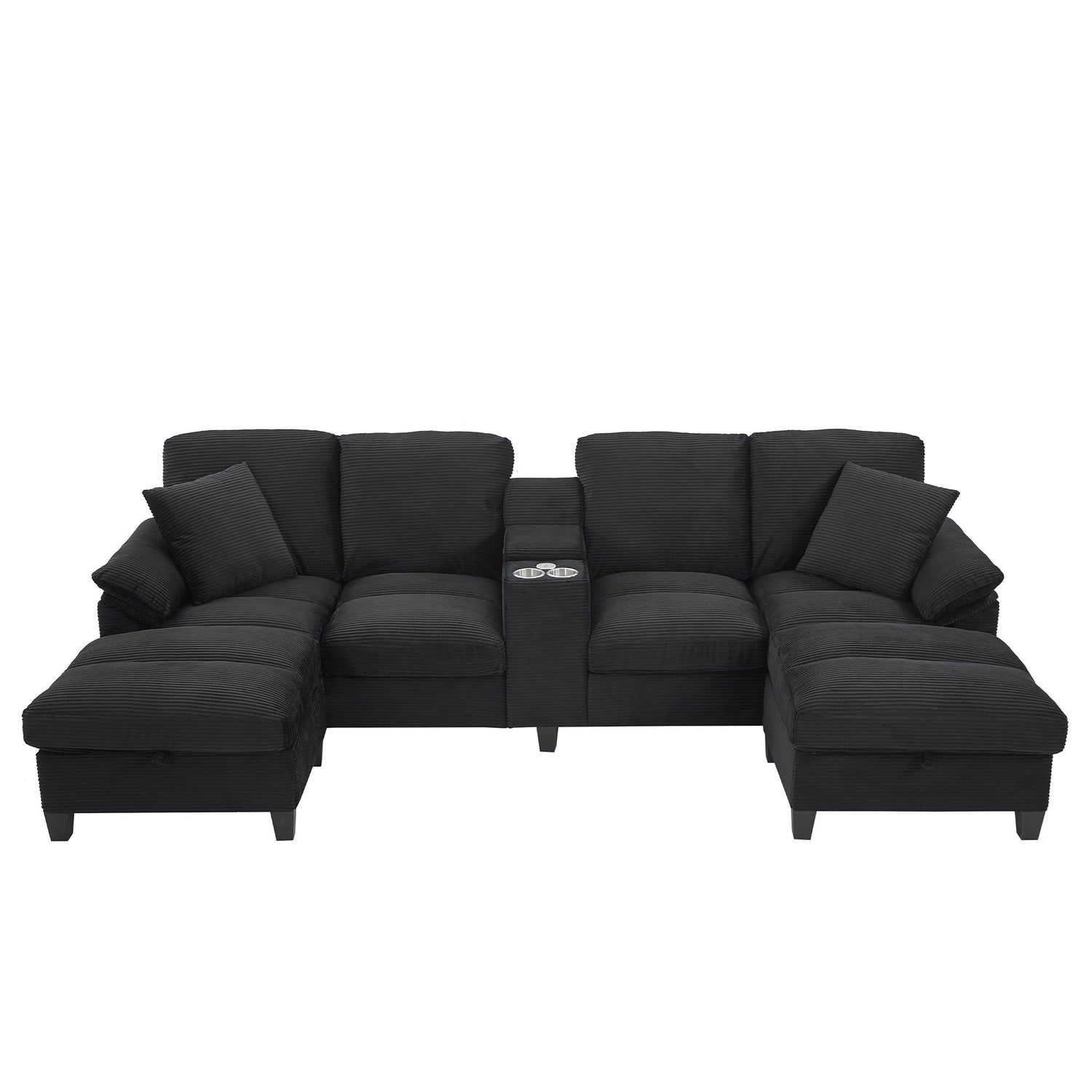 Modern U-Shaped Sectional Sofa With Storage Ottomans
