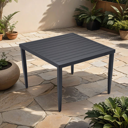 Outdoor Patio Dining Table With Tapered Feet &amp; Umbrella Hole
