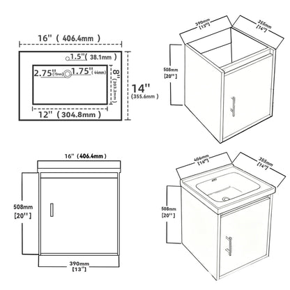 16" Floating Bathroom Vanity Combo, Wall Mounted Cabinet With Sink &amp; Soft Close Doors For Small Bathrooms - Khaki