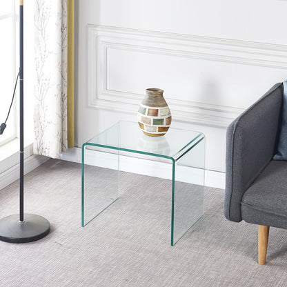 Small Clear Glass Side &amp; End Table, Tempered Glass End Table Small Coffee Table - Transparent