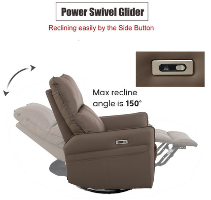 29.92&quot; 270 Power Swivel Rocker Recliner Chair, Electric Glider Reclining Sofa With USB Ports, Power Swivel Glider, Rocking Chair Nursery Recliners For Living Room Bedroom