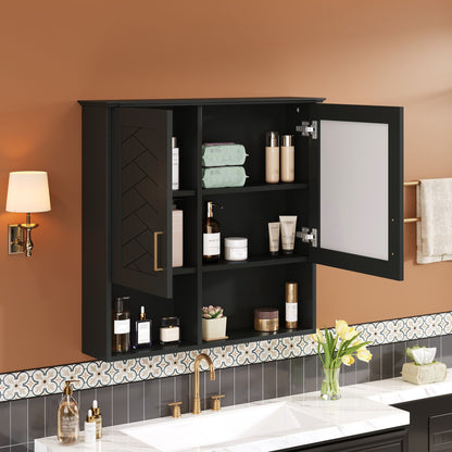 2 In 1 Wall-Mounted Mirror Cabinet With Adjustable Shelves, Soft-Close Doors, High-Definition Mirror &amp; Storage