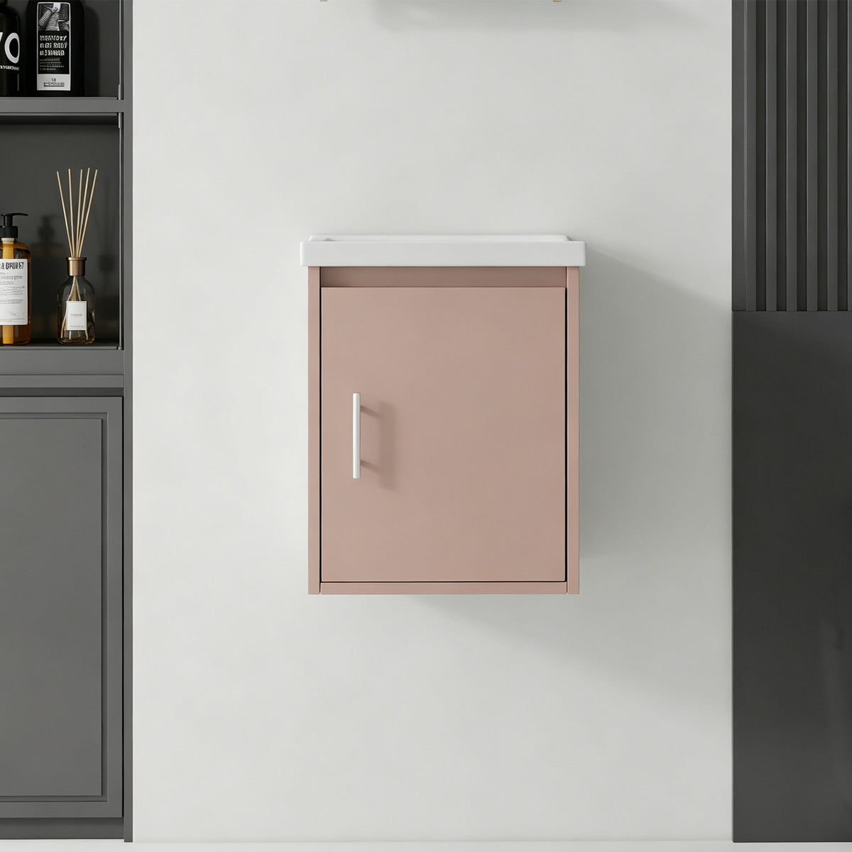 Floating Bathroom Vanity Combo, Wall Mounted Cabinet With Sink &amp; Soft Close Doors For Small Bathrooms