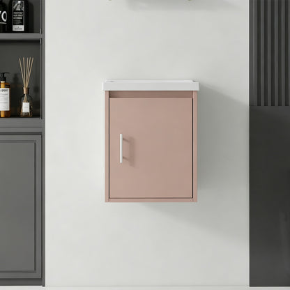 Floating Bathroom Vanity Combo, Wall Mounted Cabinet With Sink &amp; Soft Close Doors For Small Bathrooms