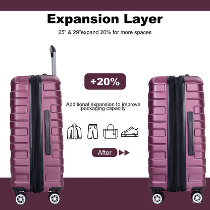 3 Piece Luggage Sets Lightweight &amp; Durable Expandable Suitcase With Two Hooks