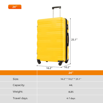 Luggage With Tsa Lock Spinner Wheels Hardside Expandable Luggage Travel Suitcase Check In Luggage ABS 24&quot;