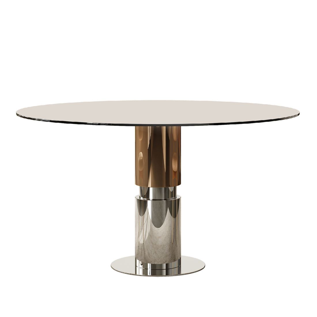 Round Glass Dining Table, Suitable For 2 - 4 People - Brown