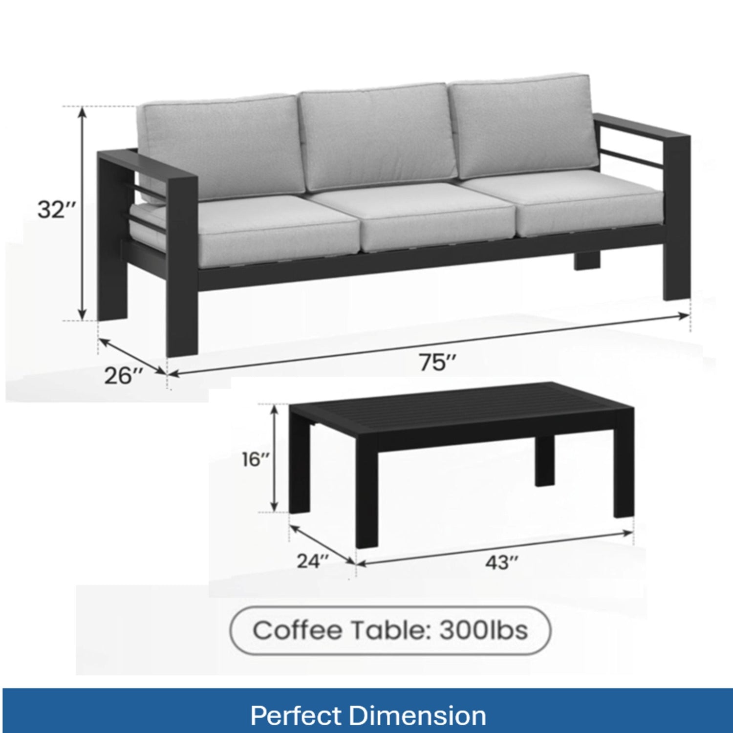 Outdoor Patio Set, All-Weather With Thick Cushions