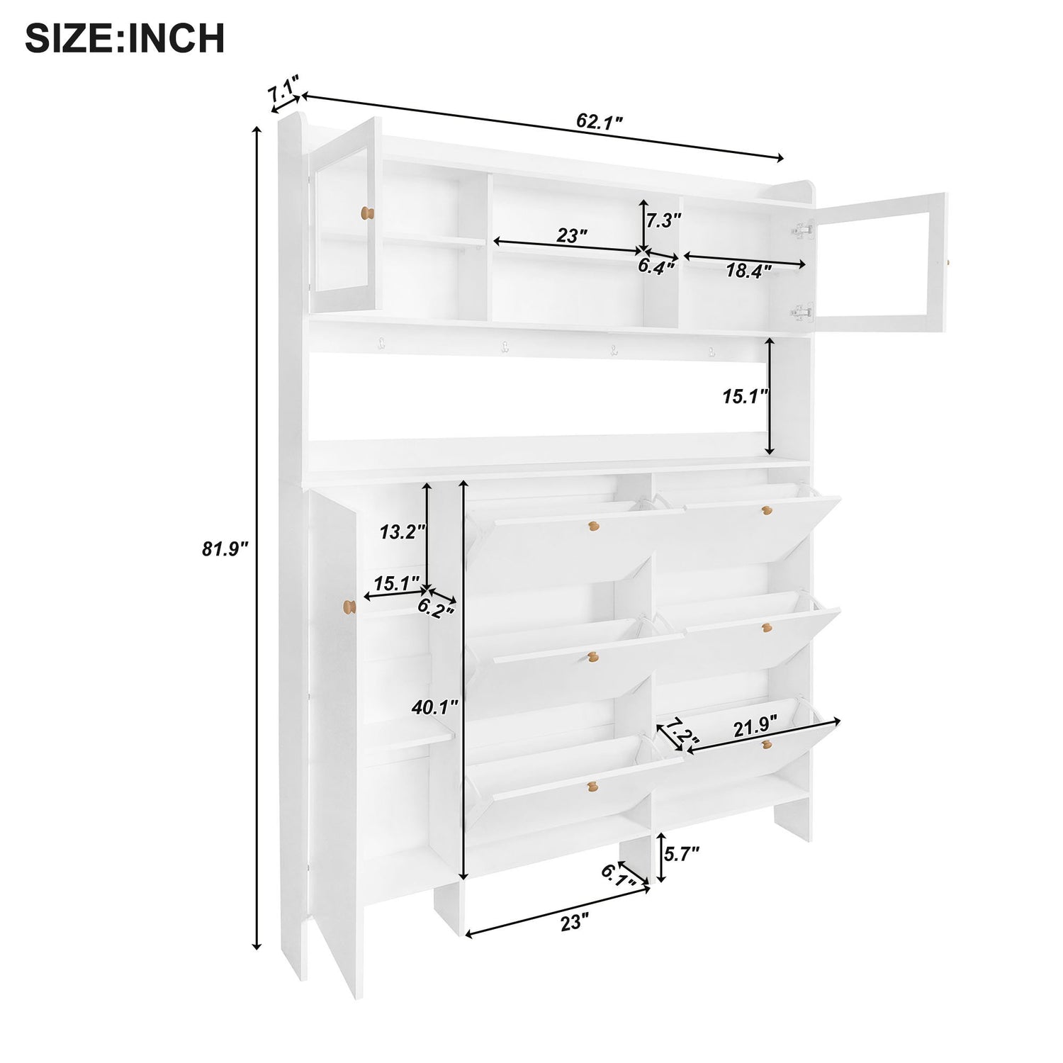 On Trend Multifunctional Tipping Bucket Shoe Cabinet With Storage Shelf &amp; 6 Flip Drawers