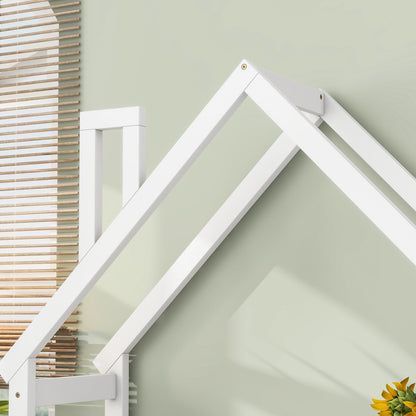 House-Shaped Wooden Writing Desk, Kids Study Table, Bookshelf &amp; Toy Storage