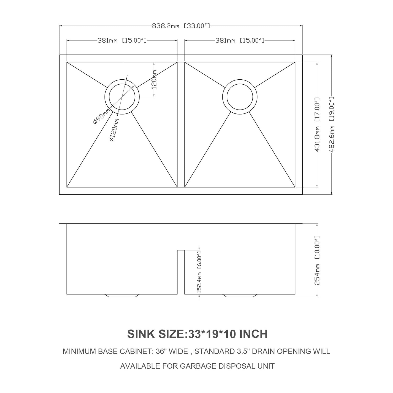 Modern Double Bowl Undermount Sink Design With 10&quot; Deep Basins