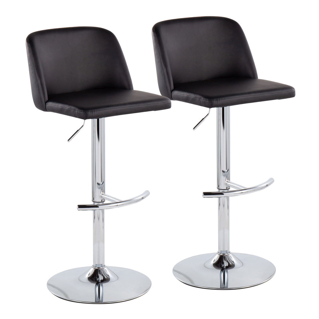 Toriano - Contemporary Adjustable Barstool With Swivel &amp; Rounded T Footrest (Set of 2)