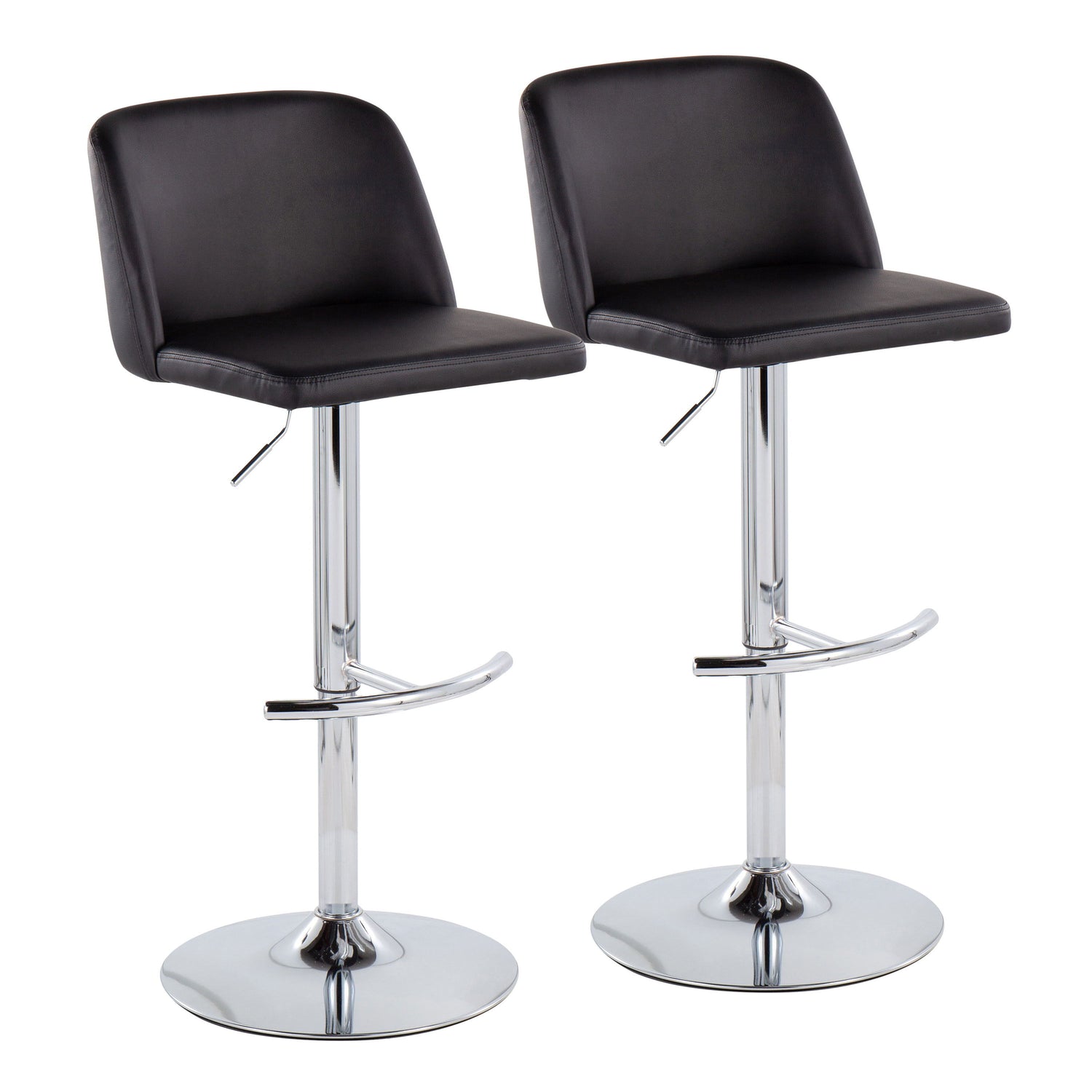 Toriano - Contemporary Adjustable Barstool With Swivel &amp; Rounded T Footrest (Set of 2)